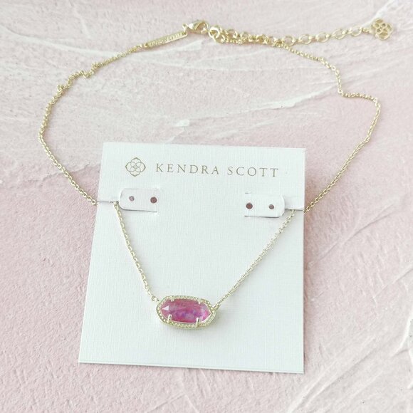Kendra Scott Elisa Fuchsia Kyocera Opal Gold Necklace - Picture 3 of 3